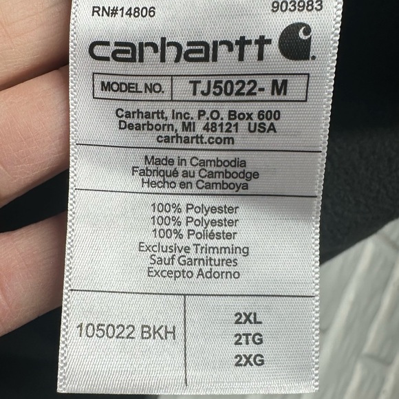 CARHARTT Rain Defender Relaxed Fit Hooded Grey Fleece Lined Men's 2XL Jacket - Picture 8 of 12